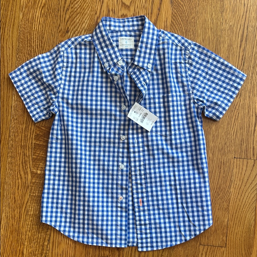 J. Crew Kids Blue and White Checkered Button Down Shirt